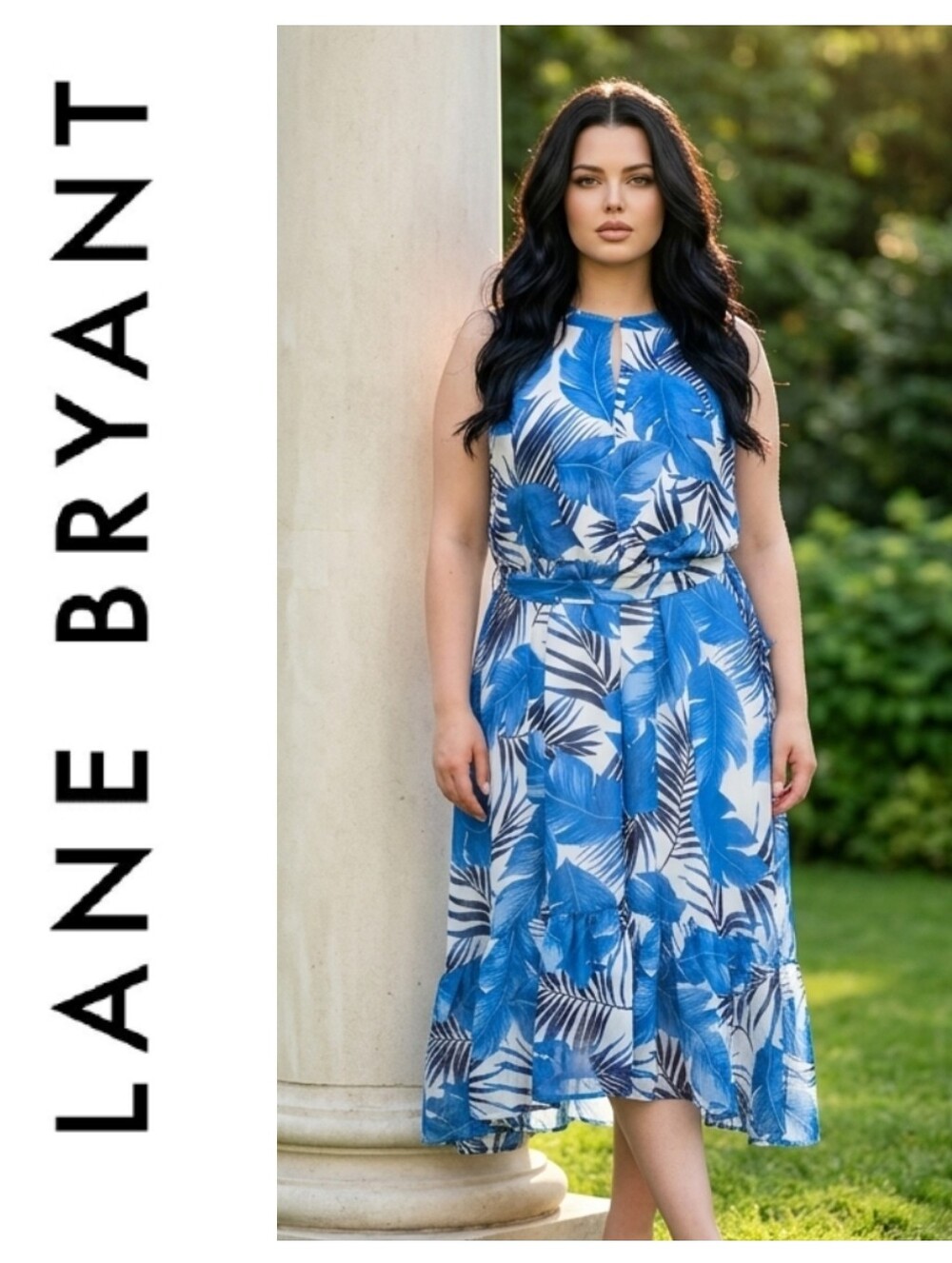 Lane Bryant Floral Chiffon Midi Dress